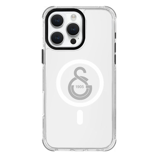 Galatasaray Tek Renk Gri Arma Magsafe Şeffaf Telefon Kılıfı
