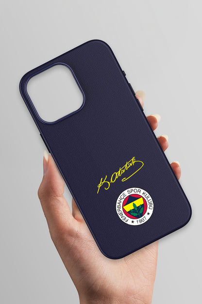 Fenerbahçe Arma Atatürk İmza Deri Magsafe Telefon Kılıfı