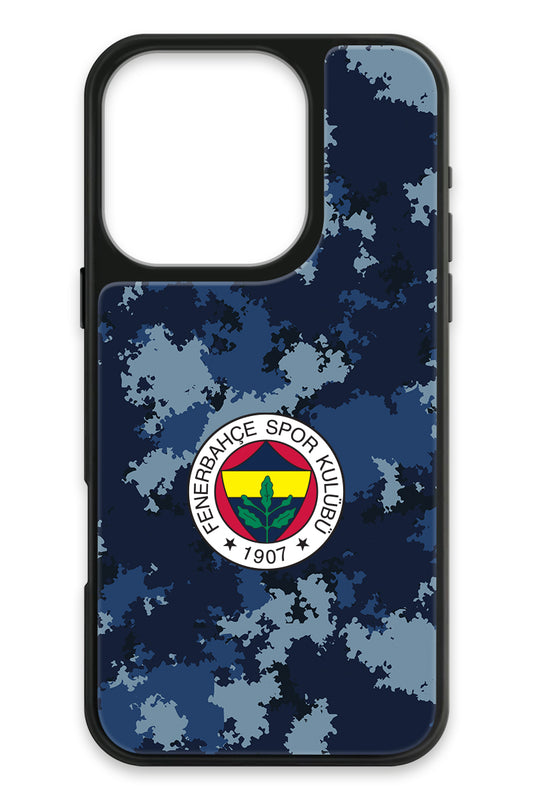 Fenerbahçe Mavi Kamuflaj Cam Telefon Kılıfı