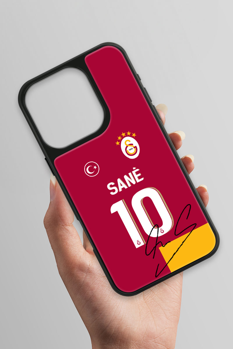 Galatasaray Leroy Sane Parçalı Forma İmzalı Cam Telefon Kılıfı