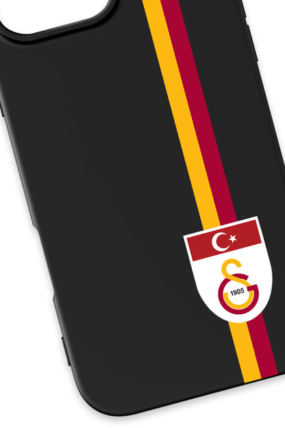 Galatasaray Parçalı Şerit Bayrak Arma Siyah Silikon Telefon Kılıfı