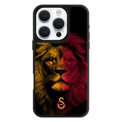 Galatasaray Sarı Kırmızı Parçalı Aslan Cam Telefon Kılıfı