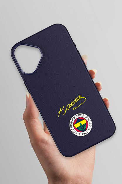 Fenerbahçe Arma Atatürk İmza Deri Magsafe Telefon Kılıfı