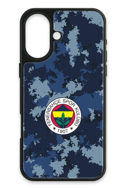 Fenerbahçe Mavi Kamuflaj Cam Telefon Kılıfı