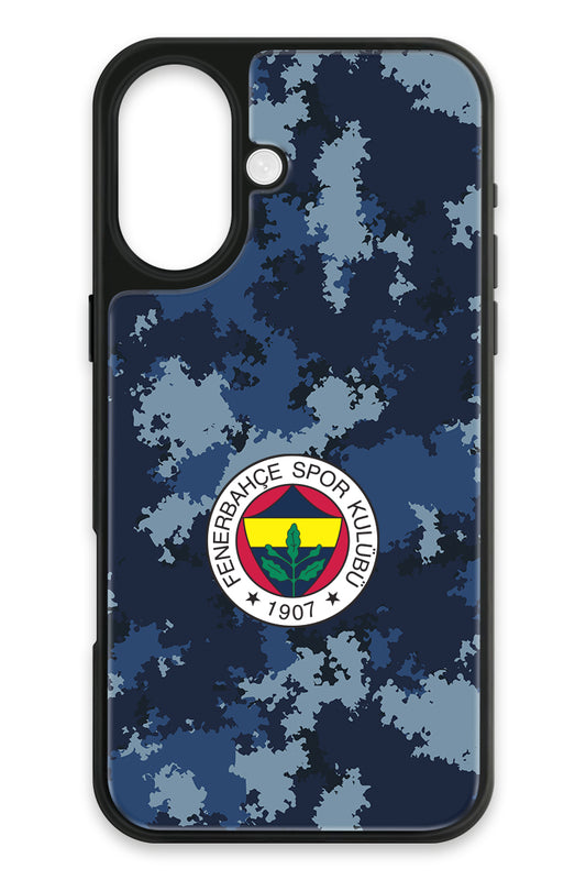 Fenerbahçe Mavi Kamuflaj Cam Telefon Kılıfı