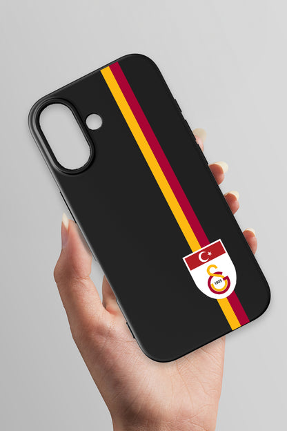 Galatasaray Parçalı Şerit Bayrak Arma Siyah Silikon Telefon Kılıfı