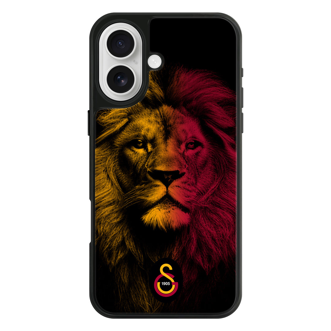 Galatasaray Sarı Kırmızı Parçalı Aslan Cam Telefon Kılıfı