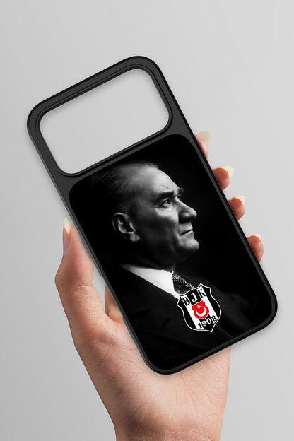 Beşiktaş Büyük Atatürk Cam Telefon Kılıfı