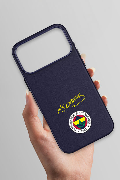 Fenerbahçe Arma Atatürk İmza Deri Magsafe Telefon Kılıfı