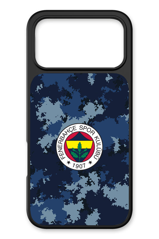 Fenerbahçe Mavi Kamuflaj Cam Telefon Kılıfı