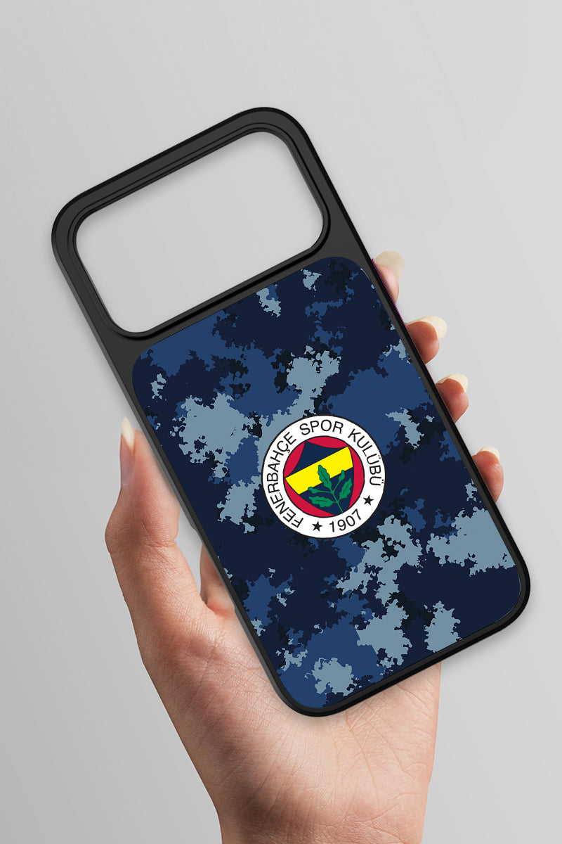 Fenerbahçe Mavi Kamuflaj Cam Telefon Kılıfı