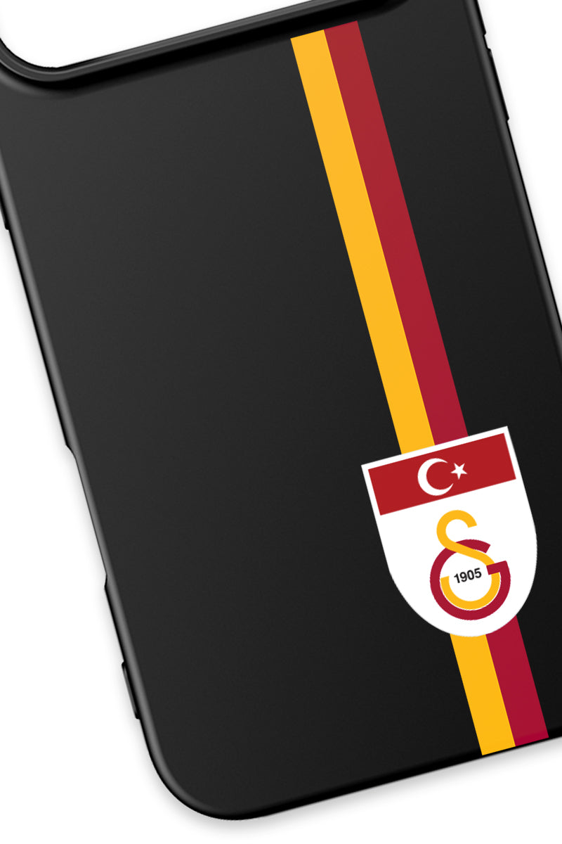 Galatasaray Parçalı Şerit Bayrak Arma Siyah Silikon Telefon Kılıfı