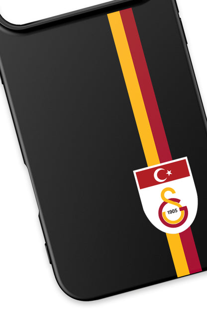 Galatasaray Parçalı Şerit Bayrak Arma Siyah Silikon Telefon Kılıfı