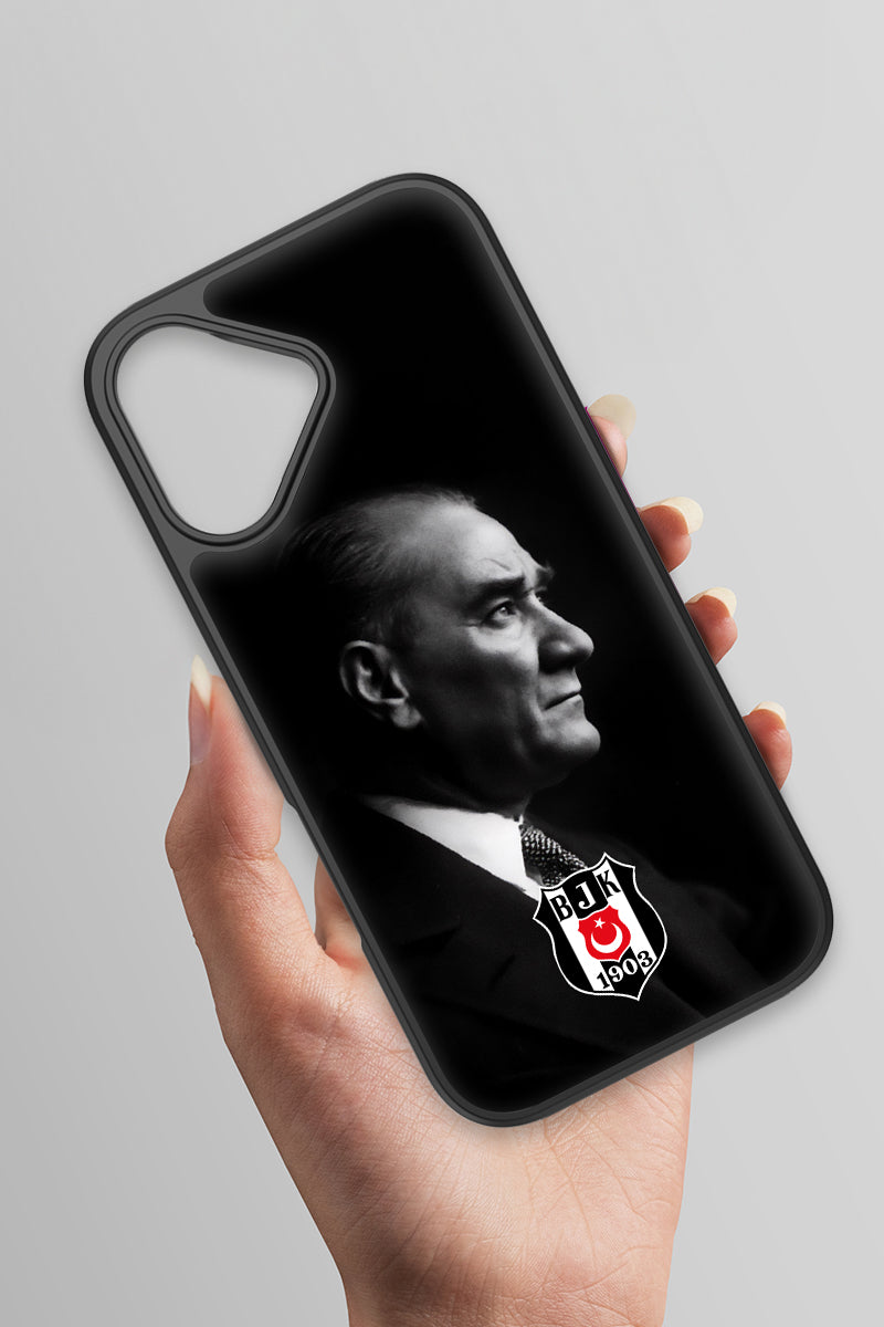 Beşiktaş Büyük Atatürk Cam Telefon Kılıfı