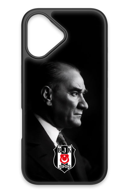 Beşiktaş Büyük Atatürk Cam Telefon Kılıfı