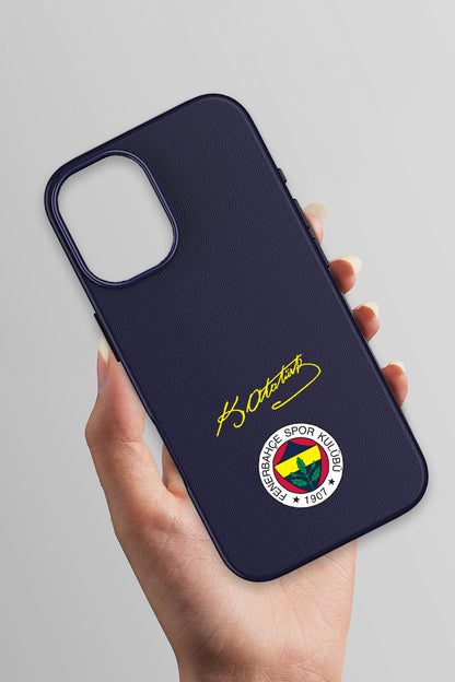 Fenerbahçe Arma Atatürk İmza Deri Magsafe Telefon Kılıfı