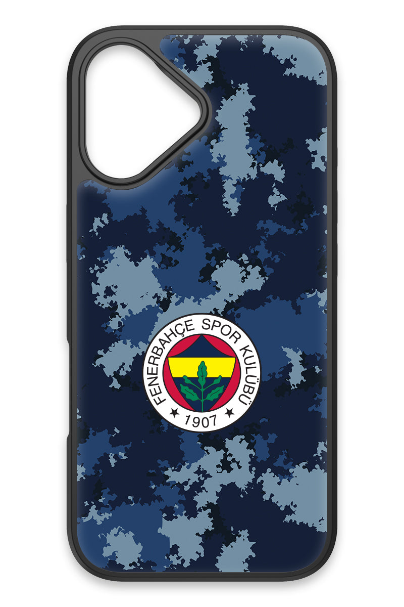 Fenerbahçe Mavi Kamuflaj Cam Telefon Kılıfı