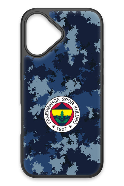 Fenerbahçe Mavi Kamuflaj Cam Telefon Kılıfı
