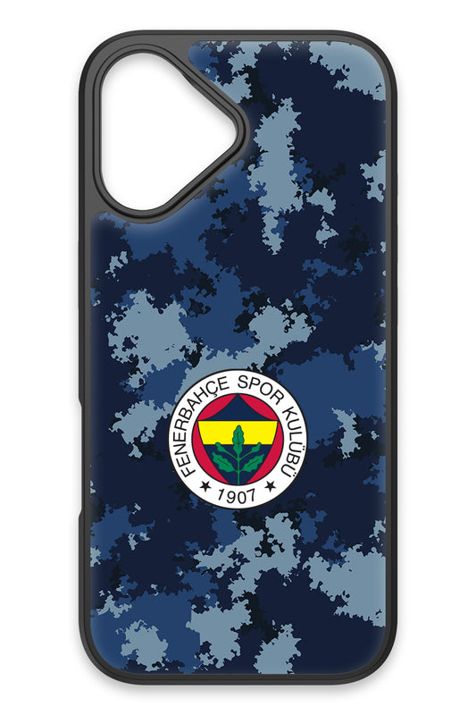 Fenerbahçe Mavi Kamuflaj Cam Telefon Kılıfı