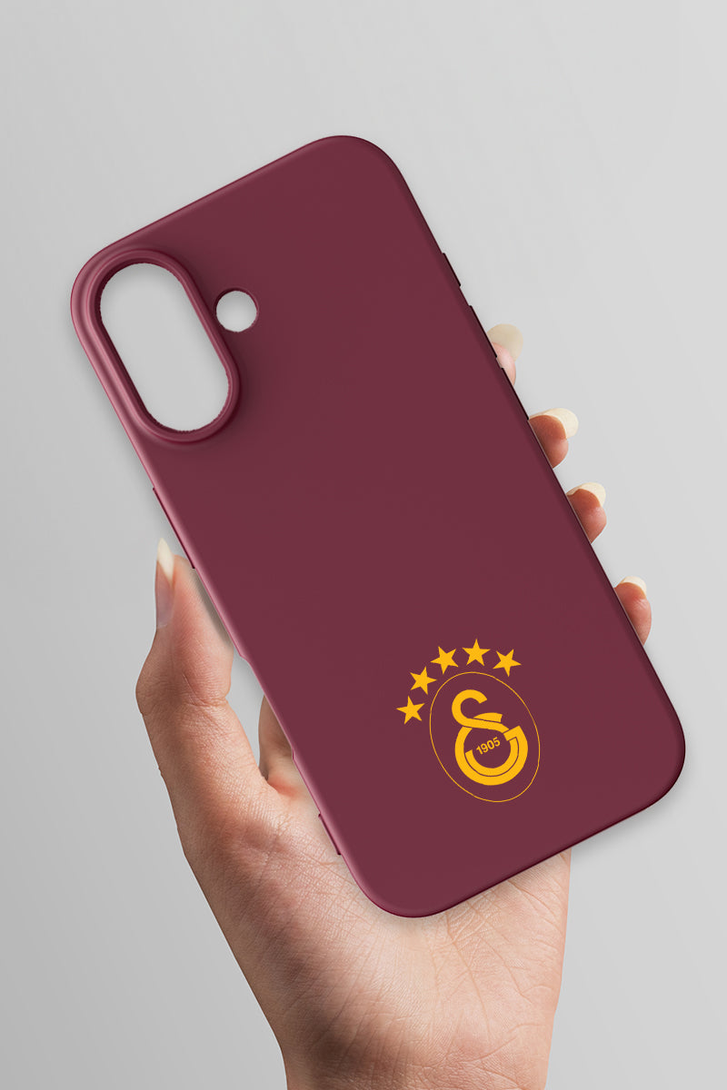 Galatasaray 5 Yıldız Sarı Arma Bordo Silikon Telefon Kılıfı