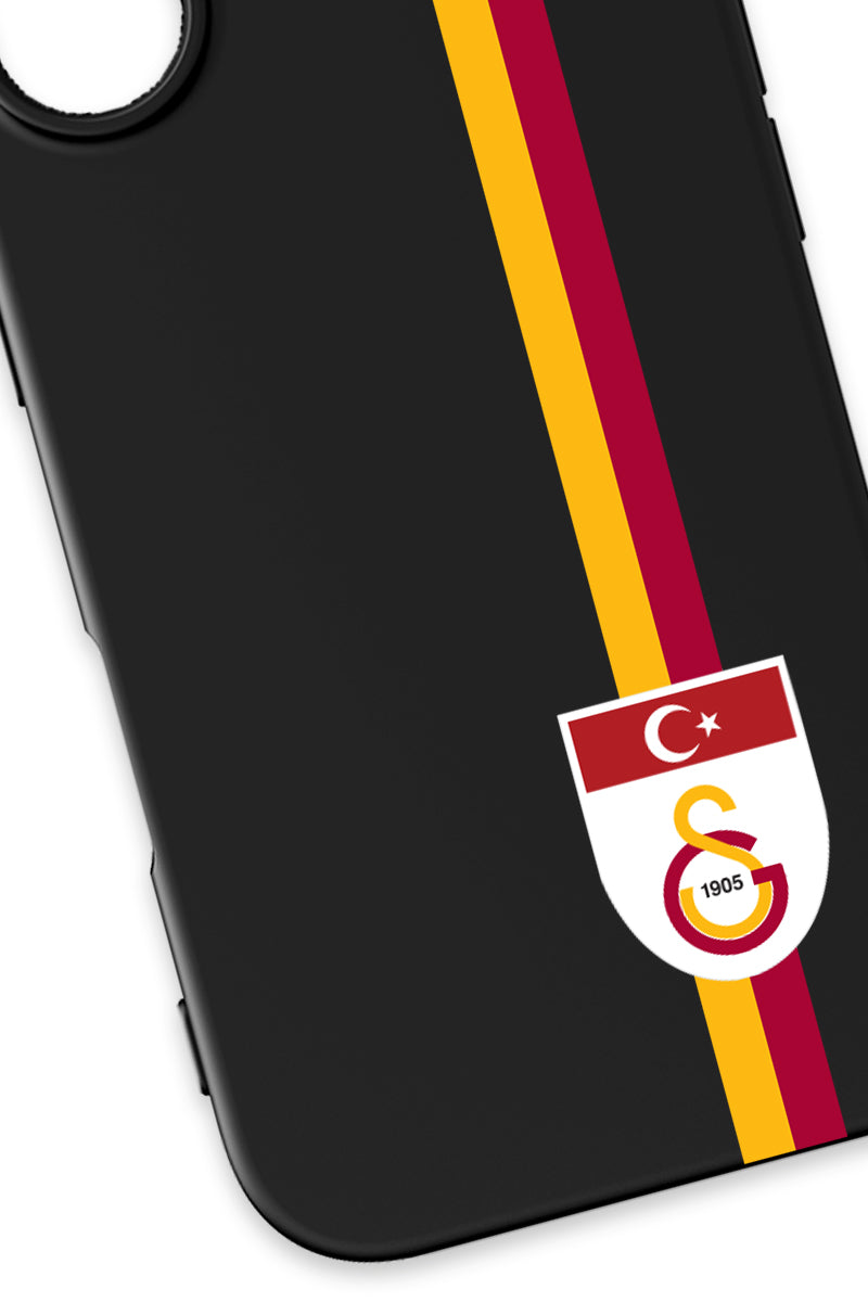 Galatasaray Parçalı Şerit Bayrak Arma Siyah Silikon Telefon Kılıfı